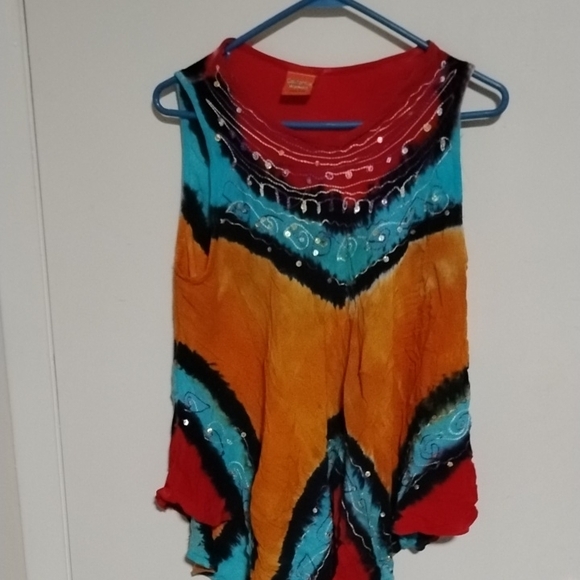 Orange Red Embellished Tank Top - Picture 3 of 4